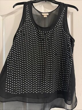 Pretty Rebellious Black Sheer Camisole with Silver Studs